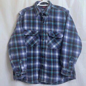 Vintage Dakota Flannel Shirt Men's Large L Blue Multicolor Plaid